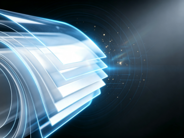 Layered functional packaging films illuminated in blue
